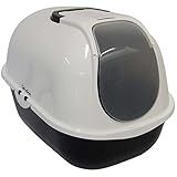 Cat Flip Hooded WC-– Dunkelgrau/Weiß – Flip Tür, tiefen Ablageschale, Anthrazit Filter inklusive