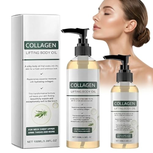 Orelvique Collagen Oil for Skin Tightening Deep Hydration for Stretch Marks Scars Skin Tightening & Smoothing Full Body Care for Legs Neck Arms Belly All Skin Types 3.38 Fl Oz 1pack