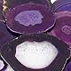 Nupuyai 2 Stück Lila Achat Stein Scheiben Kristall Set, Achat Geode Edelstein Scheiben Flache Steine für Kerzenhalter, Kunstwerke, Hochzeit Home Decoration