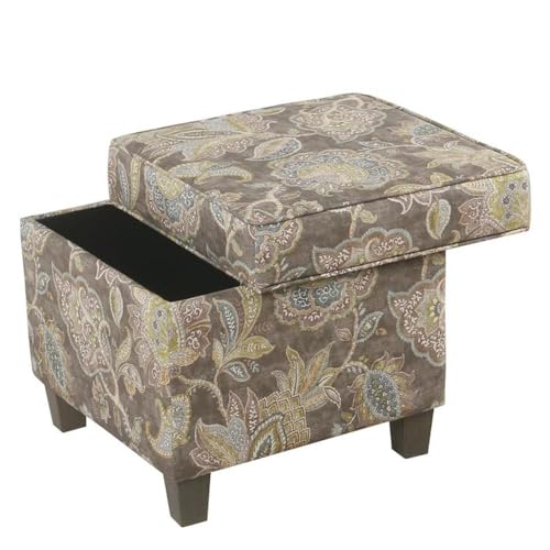 Image of HomePop 18 inch Classic Square Storage Ottoman - Gray Floral