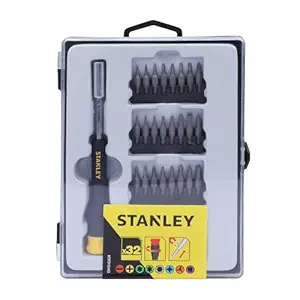 STANLEY STHT0-62634 32-Piece Precision Screwdriver Set with Fast Tip Recognition for Home, DIY & Professional Use, Ideal for Carpentry, Mechanical, Electrical & Plumbing Tasks, YELLOW & GREY