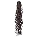 SWACC 24-Inch Long Messy Curls Claw Clip Ponytail Extensions Synthetic Drawstring Curly Hairpiece Jaw Clip Hair Extensions (Dark Brown-4#)