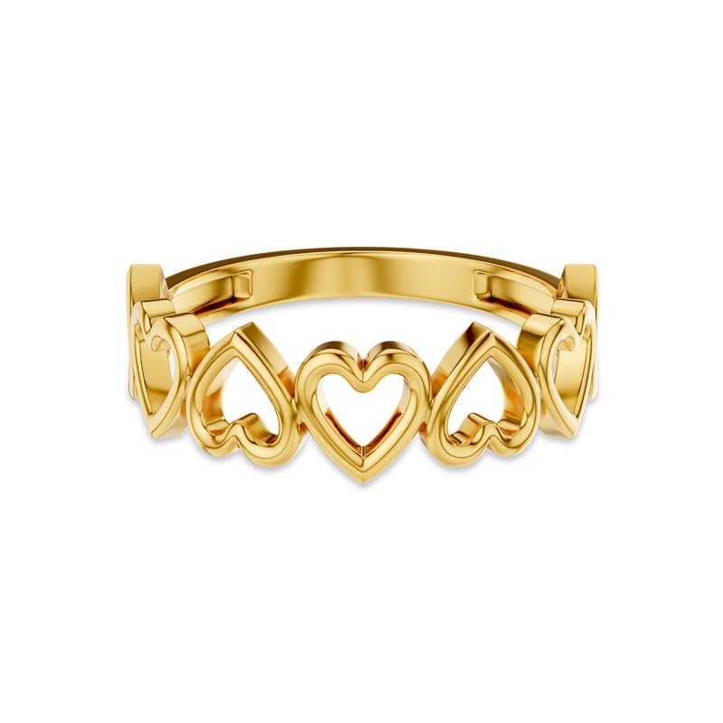 Image of KISNA 9KT / 14KT / 18KT HeartLink Yellow Gold Ring For Women | S14