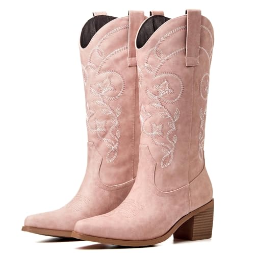 Image of Cowboy Boots for Women, Pointed Toe Chunky Heel | All-day walking comfort design, versatile for daily outfits, country music festivals and western style occasions