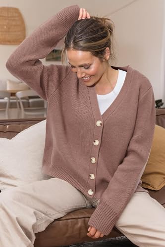Image of Newshows Womens Fall Fashion 2024 Wool Blended Cardigan Sweater Button Down Long Sleeve Knit Outerwear Coats