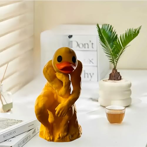 Estatua de pato pensante decoración para hogar miniatura 6