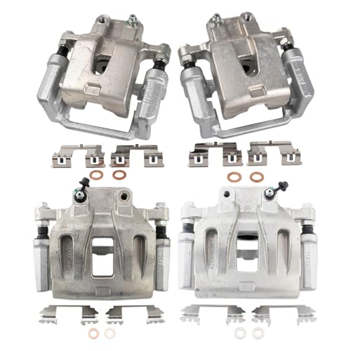 Image of TRQ Front and Rear Brake Caliper Set Zinc Coated Brackets Compatible with 2006-2011 Dodge Charger 2007-2008 Dodge Magnum 2010 Chrysler 300