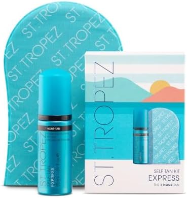 St.Tropez Self Tan Express Starter Kit, Express Mousse 50ml, Applicator Mitt, Develops in 1-3 Hours, Streak-Free Finish, Vegan, Natural & Cruelty Free