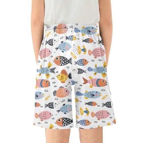 ALAZA Fish Blue White Pajama Shorts Sleep Shorts Pant Lounge Pajama Bottoms Elastic Waist with Pockets2