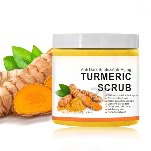 350g Turmeric Body Scrub, Large-Capacity Vitamin C Scrub, Turmeric Body Exfoliator Scrub, Dead Skin Remover for Body, Exfoliating Face Scrub, Deep Cleansing, Remove Dead Skin Improve Dark Spots Acne