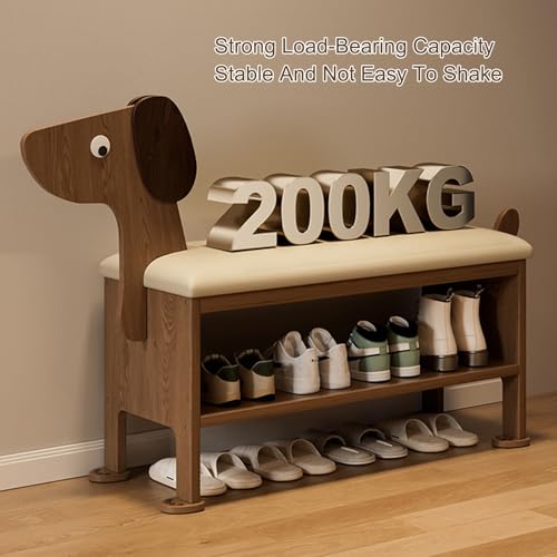 Assise rembourrée et étagère à chaussures compacte style rustique