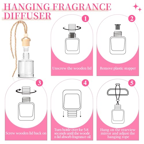 Image of AROIC Car Air Freshener - Pink Sparkle Champagne Fragrance, 6 Pack Long Lasting Essential Oil Fragrance Diffuser, Hanging Cute Automotive Perfumes Interior Decor, Pink Car Accessories for Women & Men