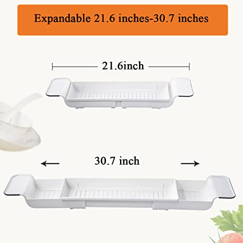 Wingsight Bathtub Tray Expandable Bath Caddy Storage Rack Multifunctional Bathtub Tub Organizer For Deposit Wash Supplies,Book,Wine,Phone,Bathroom,Shower (White) #TOP3