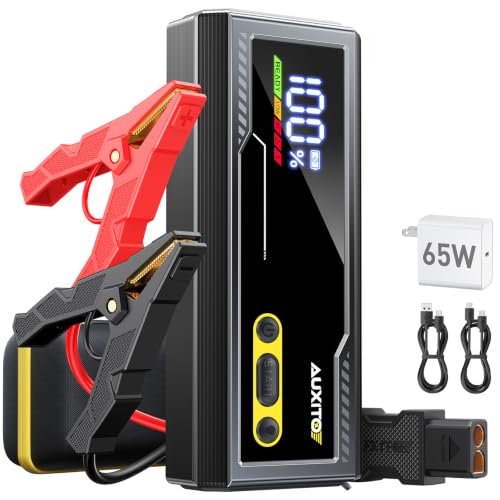 Image of AUXITO 10000A Jump Starter for All Gas & Diesel Engines, 24000mAh Car Battery Jumper Starter Portable, 65W Fast Charger, Autoboost Jump Box 12V with LED Screen, LED Flashlight, Jump Cables