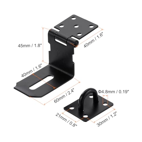 Image of PATIKIL 4 Inch Door Locks Hasp Latch, 90 Degree Right Angle Stainless Steel Hinge Lock Padlock Clasp Hasp Lock Latch with Screws, Black