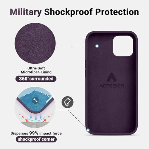 Image of Premium Liquid Silicone Case for iPhone 12 & 12 Pro - Slim Full Body Protective Back Cover with Soft Microfiber Lining, Anti-Slip Grip Scratch Resistant Phone Case(Deep Purple)
