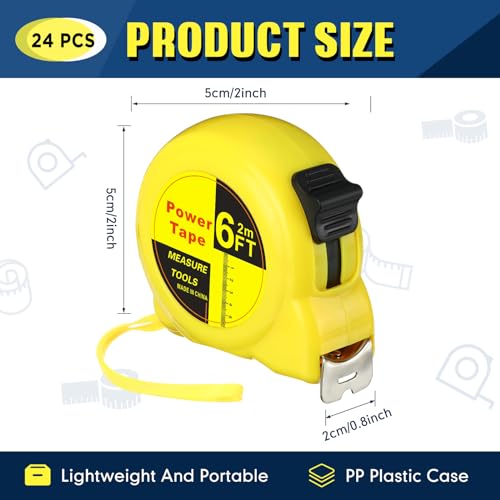 Cinta métrica mini retráctil de 6 ft x 24 unidades miniatura 2