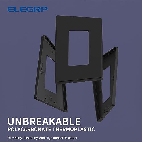 Image of ELEGRP 1-Gang Screwless Decorative Wall Plates, Mid-Size Unbreakable Thermoplastic Faceplate Cover for Decorator Receptacle Outlet Switch, UL Listed (10 Pack, Matte Black) wall plate