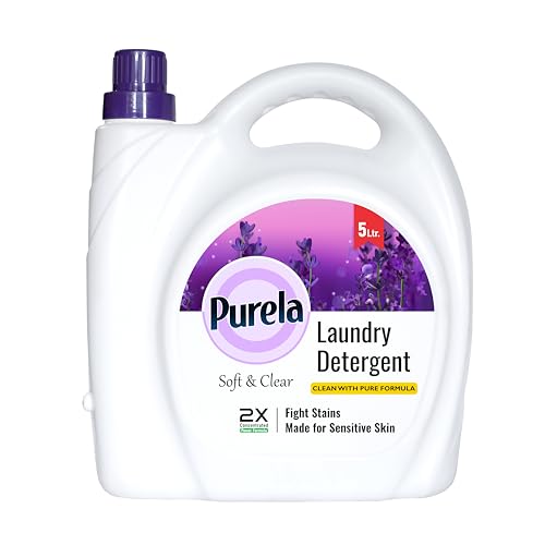 Image of Purela PowerPro 5L Liquid Detergent | Tough Stain Removal | All Machines | Concentrated with Fabric Softener | Long-Lasting Lavender Scent