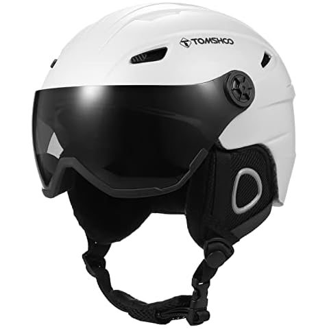 TOMSHOO Skiing Snowboard Helmet Certified Safety Helmet Professional Skiing Snow Sports Helmet Detachable Earmuff Built-in Goggles Cover