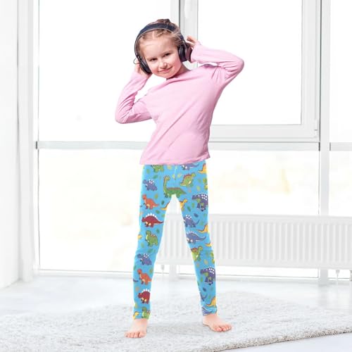 Wusikd Cute Dinosaurs Girls' Leggings Toddler Doodles Colors Kids Yoga Pants Dance Active Tights 4T4