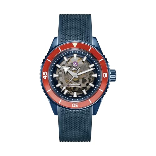 Rado Captain Cook High-Tech Ceramic Skeleton Limited Edition, Men's Luxury Watch, 43mm Navy Blue Ceramic Case, Automatic Movement, 80-Hour Power Reserve, Adult