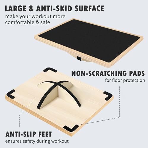 Balance Board Professional Wobble Board for Adults Anti-Slip for Physical Therapy Standing Desk Core Strength Wooden Rocker Board(350LBS) - Image 4