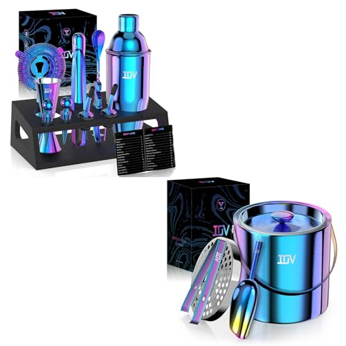 IOV Cocktail Shaker & Ice Bucket Set, 12-Piece Mixology Bartender