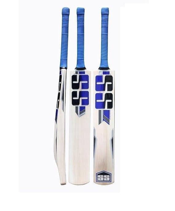 Image of Super Strock Green Popular Willow Cricket Bat Full Size Play for Plastic Ball,Tennis Ball, Rubber Bal (Blue Bat New Gold Edition-A1)