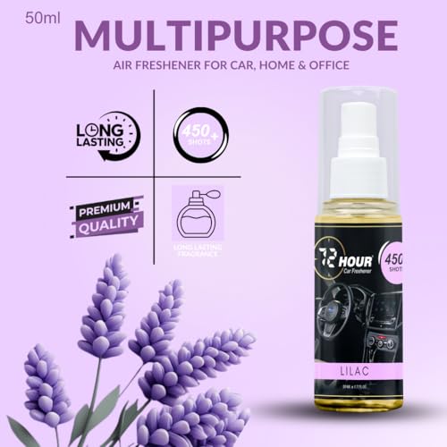 Image of 72hour Lilac Car Perfume 50ml - Long Lasting Premium Fragrance - Multipurpose Air Freshener for Car, Home & Office - Miski Fragrance