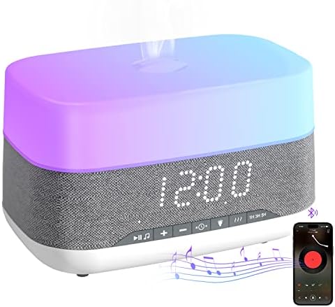 Lovaroma Essential Oil Diffuser, Aroma Diffuser with Bluetooth Speaker Alarm Clock - 300ml Defuser Cool Mist Humidifier with 7 Colors Lights 5 Timer Diffusers for Essential Oils Large Room Home Office