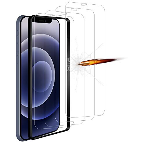 ANKENGS Protector de Pantalla Compatible con 12/12 Pro(6.1") [4 Unidades],12/12 Pro Compatible con Cristal Templado [dureza 9H][Anti-Arañazos] Cover