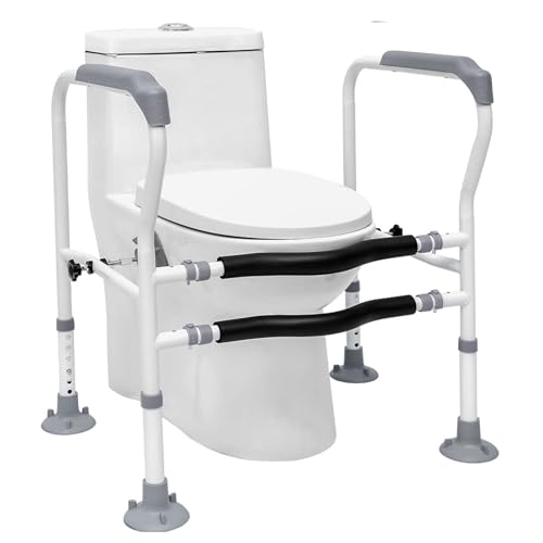 Asidero para inodoro, Bastidores de seguridad para inodoros, Inodoro Bastidor Apoyo, Altura y anchura ajustable, Adecuado para varios inodoros, Fácil montaje, Ayuda de cuidado