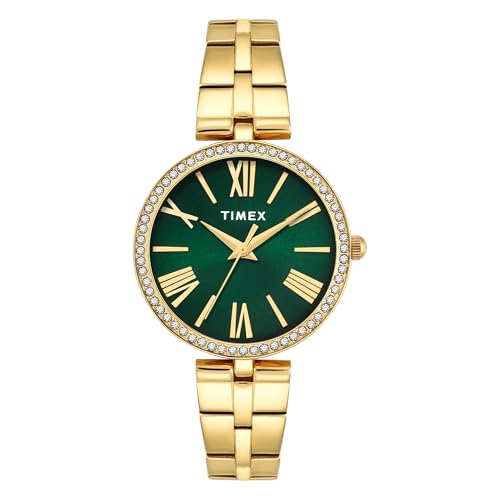 Image of TIMEX Green Round Dial Analog Women's Watch - TWEL22501