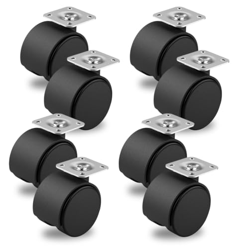 ECOVELO Set Rotelle Pivotanti Nere Ø 30mm Senza Freno per