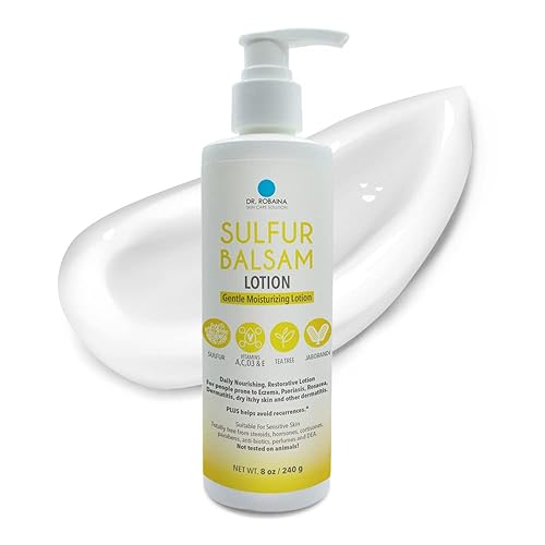 Dr. Robaina Loción de bálsamo de azufre - Hidratante diario con manteca de karité y árbol de té - 8 oz - para pieles sensibles