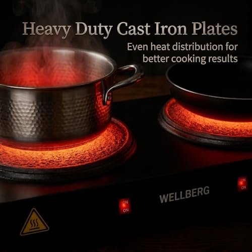 Image of Wellberg 2000W Double Coil Electric Hot Plate | Dual Burner Portable Stove with 2 Independent Switches | Compact Cooktop for Home, Hostel & Travel