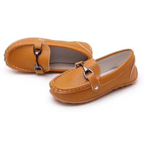 Image of SOFMUO Boys Girls Leather Loafers Slip-On Oxford Flats Boat Dress Schooling Daily Walking Shoes(Toddler /Little Kids)