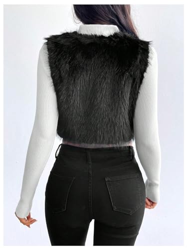 Verdusa Women's Fuzzy Faux Fur Vest Jacket Sleeveless Open Front Waistcoat Outerwear2