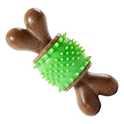 犬の骨の歯が生えるおもちゃ、骨の犬の噛むおもちゃ - 歯ブラシスティッククリーニングブラシ - 歯が生える歯が生える&なだめるような噛むおもちゃ、口腔健康のためのおやつ調剤スパイキー犬用噛むおもちゃ、犬
