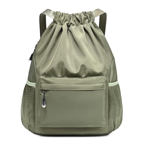 LOKAPEGY Green Drawstring Backpack for Women, Waterproof Drawstring Gym Bag for Men, Cinch Sack for Basketball, Pull String Sport Bag for Soccer. by LOKAPEGY - Used condition - US$18.60