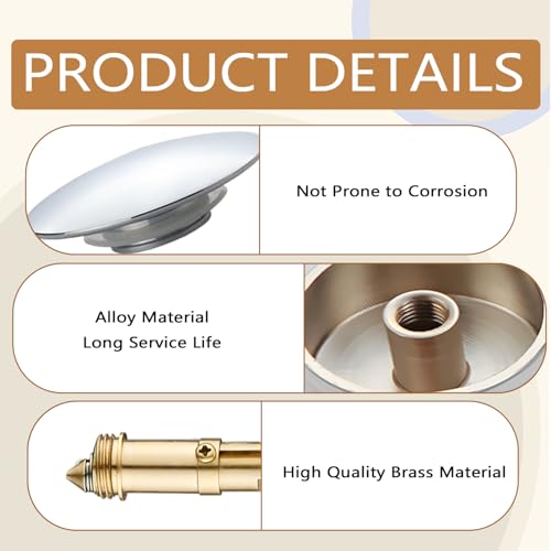 Drain Plug, Pop-up Basin Spring Bolt Plug Bathtub Pop Up Valve Sink Waste Plug Universal Replacement for Bathroom and Kitchen 66mm — view 3