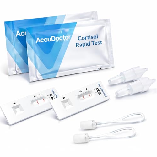 2X ACCUDOCTOR Sp-Cortisol-Test Schnelltest zur Messung des Cortisolspiegels (Stresshormon) Ergebnisse in Minuten Heimtest-Kit für Männer und Frauen