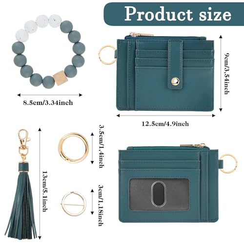 Image of KNGITRYI Wristlet Wallet for Women,RFID Keychain Wallet with Beaded Strap | 8 Card Slots,ID Window,Zipper Pocket,Leather Tassel,Compact Design