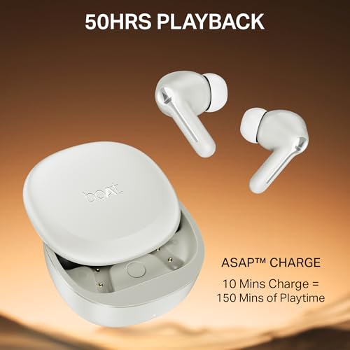 Image of Boat 2025 Launch Airdopes Prime 413, 4Mics ENx, 50hrs Battery, Multipoint, App Support, BT v6.0, 12mm Drivers, ASAP Charge, Bluetooth Earbuds, TWS Ear Buds Wireless Earphones with mic (Cool White)