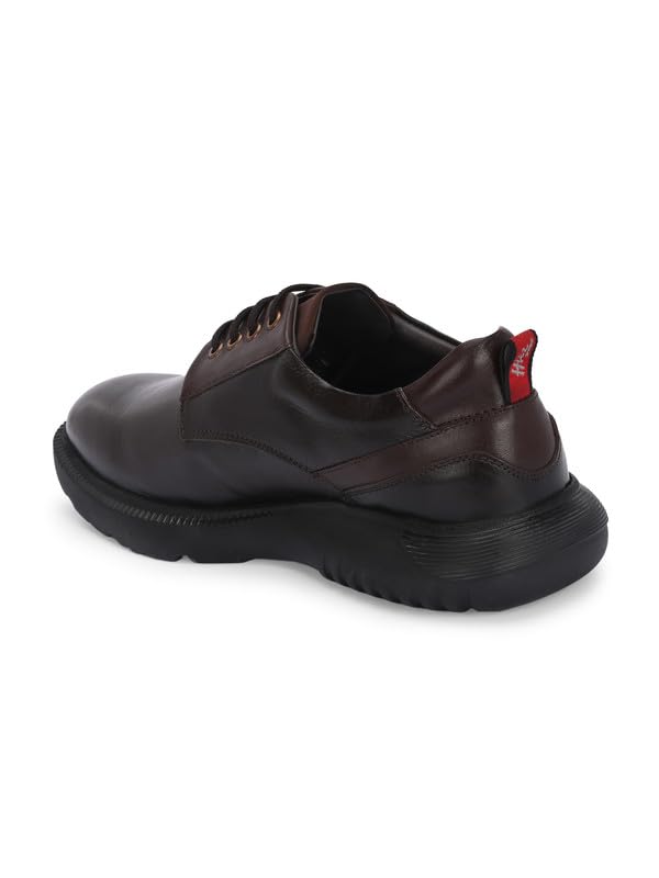 Image of HITZ Men's Brown Leather Casual Lace Up Shoes