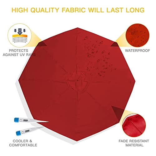 Auvent de remplacement pour parasol 3m vert, textile durable de terrasse