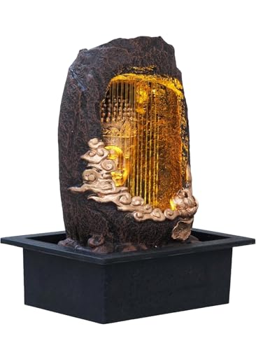 Image of UAG Exports Polyresin Meditating Buddha Water Fountain with LED | Large Sitting Buddha Murti, Big Buddha Idol Tabletop Showpiece for Home, Office & Meditation Room Decor