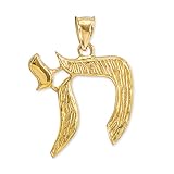 Claddagh Gold - Fine 14k Yellow Gold Hebrew Letter Jewish Chai Charm Pendant