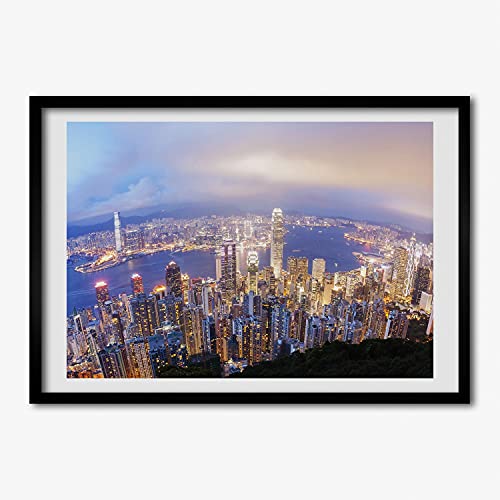 Cadre bois moderne 70x50 cm Tulup pour éviter les affiches froissées de Hong Kong